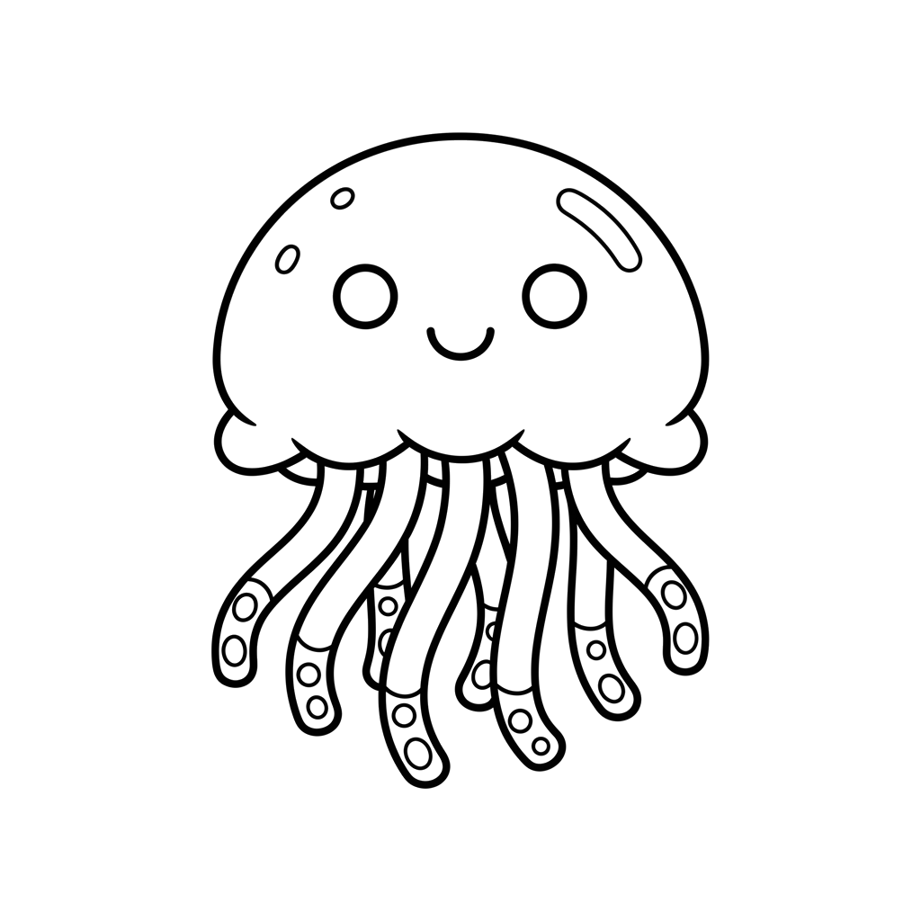 Jellyfish free sea creatures coloring page line art