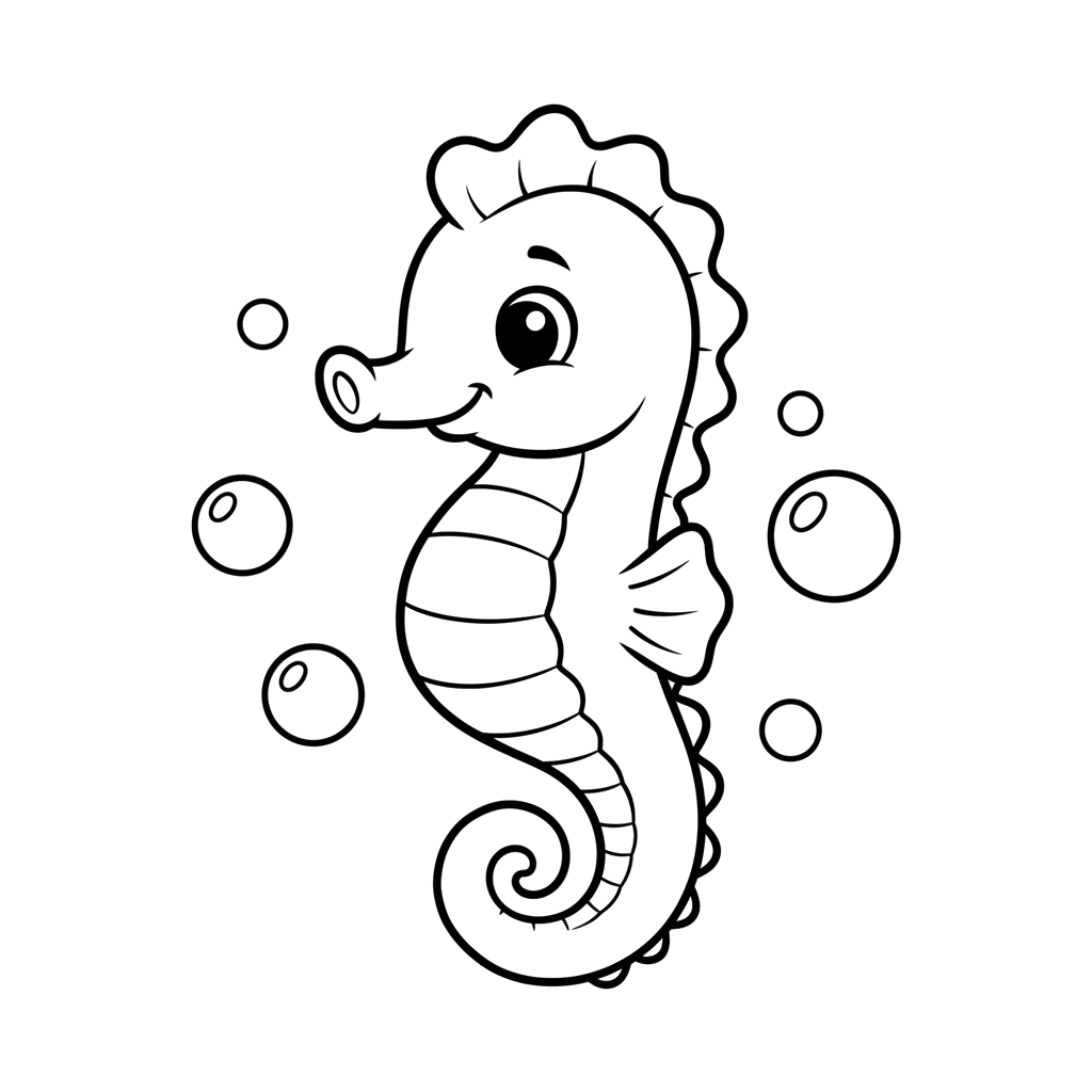 Seahorse free sea creatures coloring page line art
