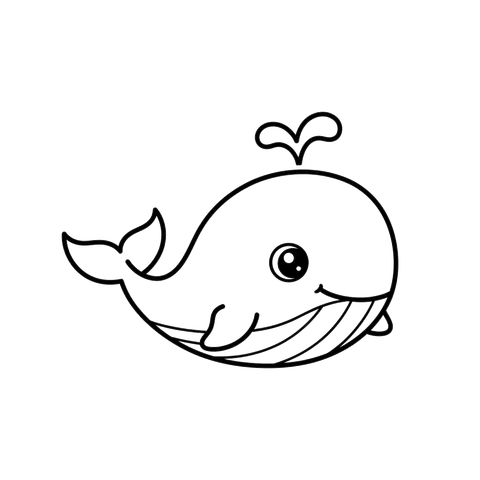 Whale free sea creatures coloring page line art