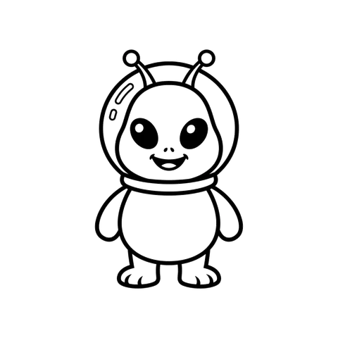 Alien free space coloring page line art