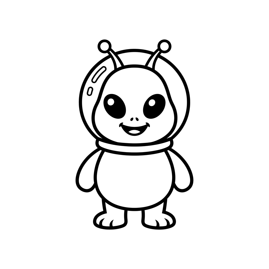 Alien free space coloring page line art