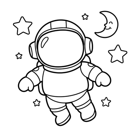 Astronaut free space coloring page line art