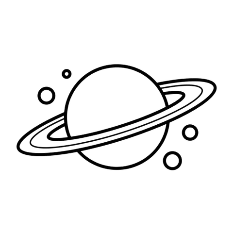 Planet Saturn free space coloring page line art