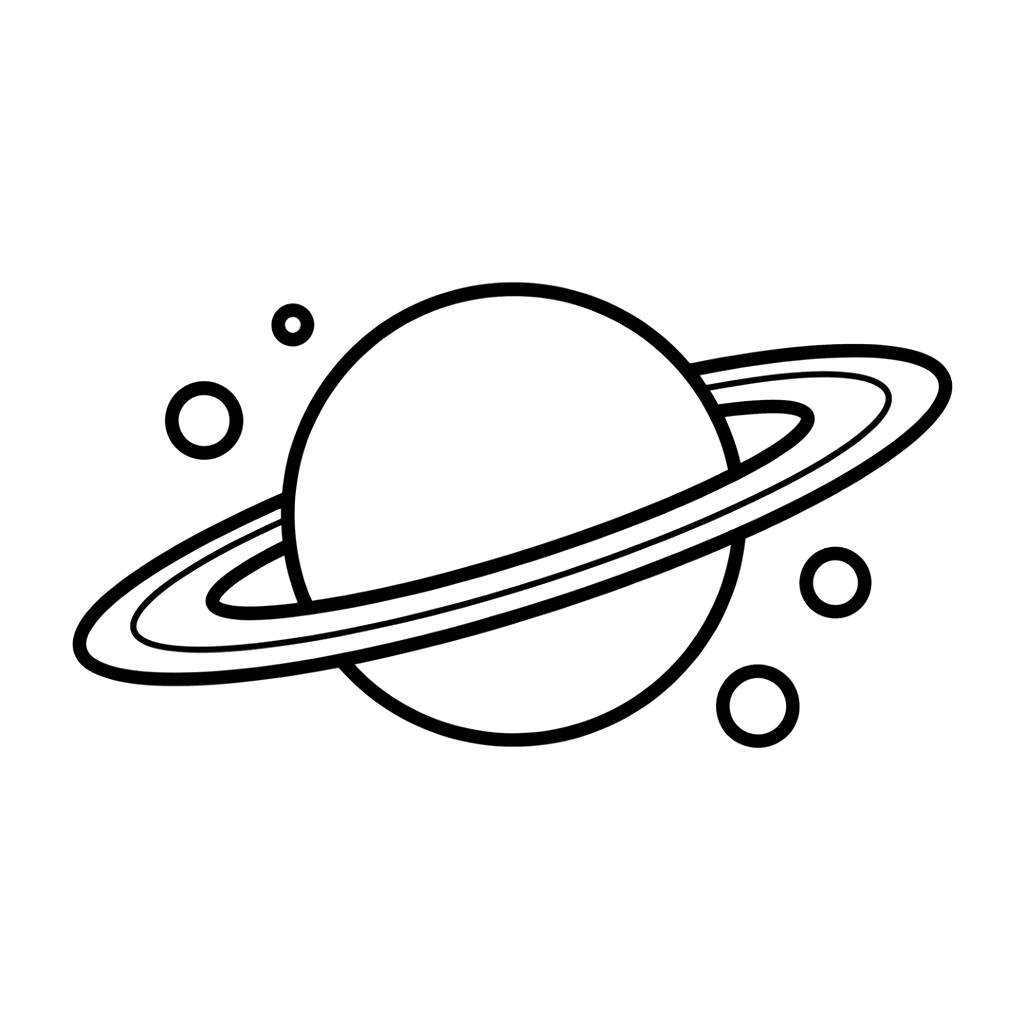 Planet Saturn free space coloring page line art