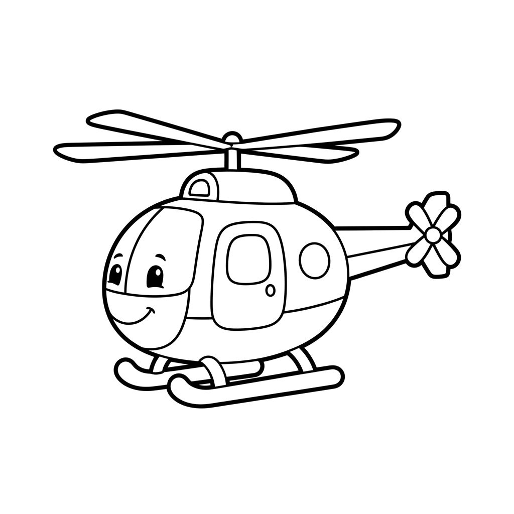Helicopter free vehicles coloring page line art